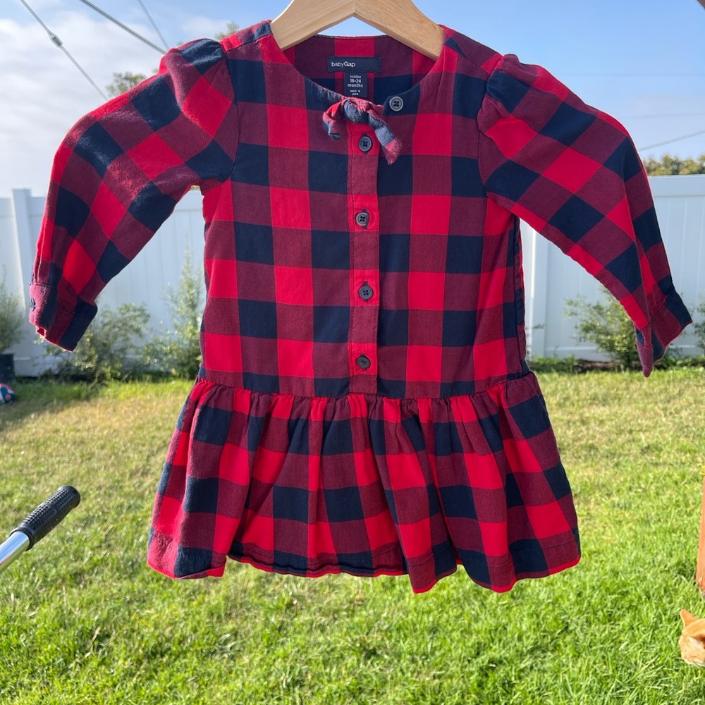 GAP Red and Black Plaid Toddler Dress